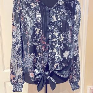INC Blouse Floral / Navy Size M